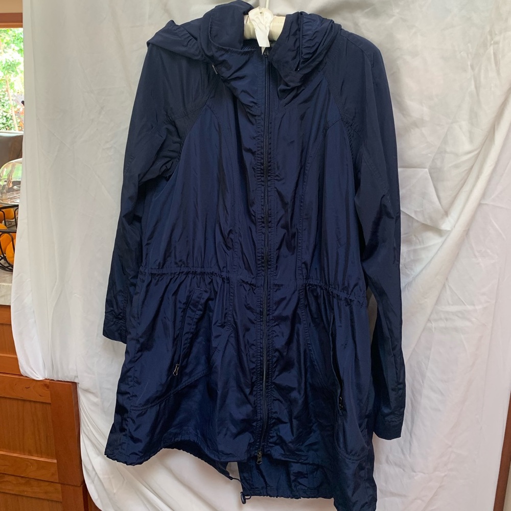 Navy Athleta windbreaker jacket long size L